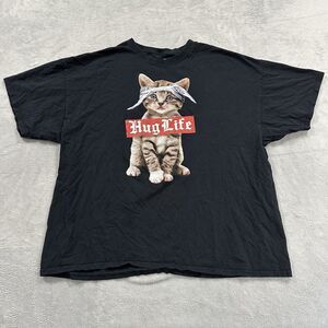 DOM‎ TShirt Tee Men 3X Large Black Y2K Hug Life Cat Kitty Trendy